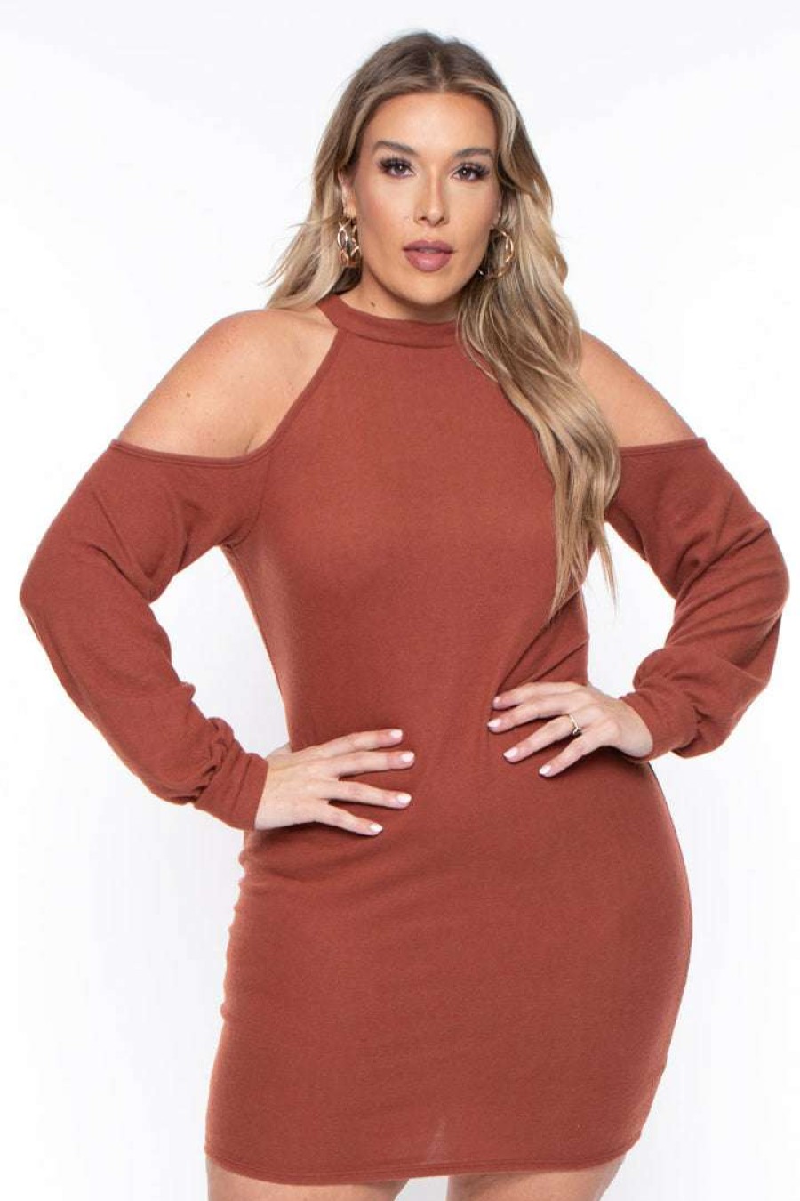 Dresses * | Curvy Sense Plus Size Emerie Dress Rust