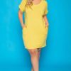 Dresses * | Zenana Plus Size Basic T-Shirt Dress Yellow