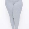 Sets * | Curvy Sense Plus Size Essential Ribbed High Waist Leggings Heather Grey