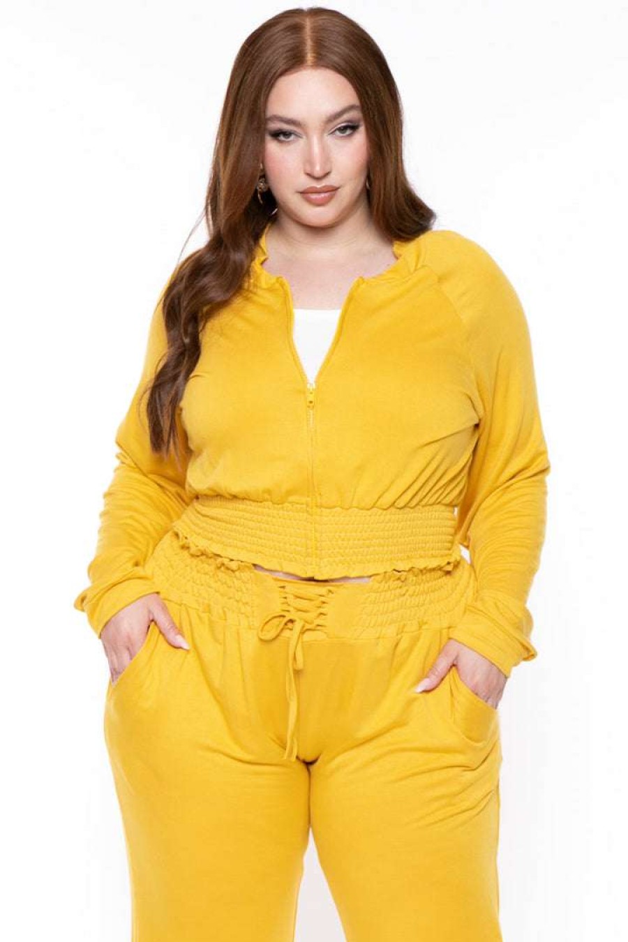 Sets * | Katy Usa Plus Size Jesse Matching Jogger Set Sets Mustard