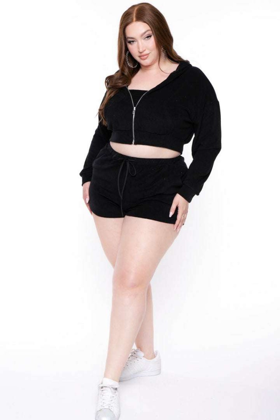 Sets * | Curvy Sense Plus Size Abbey 3 Piece Matching Set Black