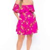 Dresses * | Curvy Sense Back In Stock Plus Size Rosabel Floral Dress Fuchsia