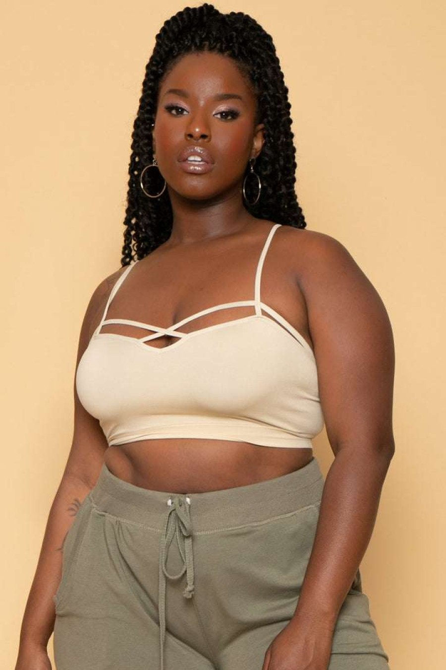 Bottoms * | Ambiance Plus Size Sweat Jogger Olive