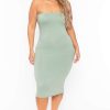 Dresses * | Capella Plus Size Elsie Basic Tube Midi Dress Sage