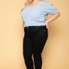 Tops * | Ambiance Plus Size Juliana Peasant Top Blue