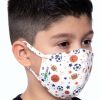 Accessories * | Curvy Sense Face Masks Kids Washable Fun Patterns Face Mask ( Ages 4 11 ) Sports Ivory