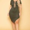 Dresses * | Curvy Sense New Arrivals Plus Size Zia Bodycon Dress Olive