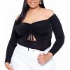 Tops * | Curvy Sense Plus Size Miyuki Slinky Bodysuit Black