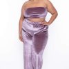 Sets * | Curvy Sense Plus Size Eloise Velour Bandeau & Pant Set Mauve