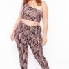 Sets * | Ajin Fashion Plus Size Abstract Print Crop Top And Leggings Set Matching Sets Burgundy