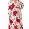 Dresses * | Solid Dresses Plus Size Holly Floral Sheer Maxi Dress Red