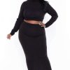 Sets * | Curvy Sense Plus Size Emilia Matching Skirt Set Sets Black