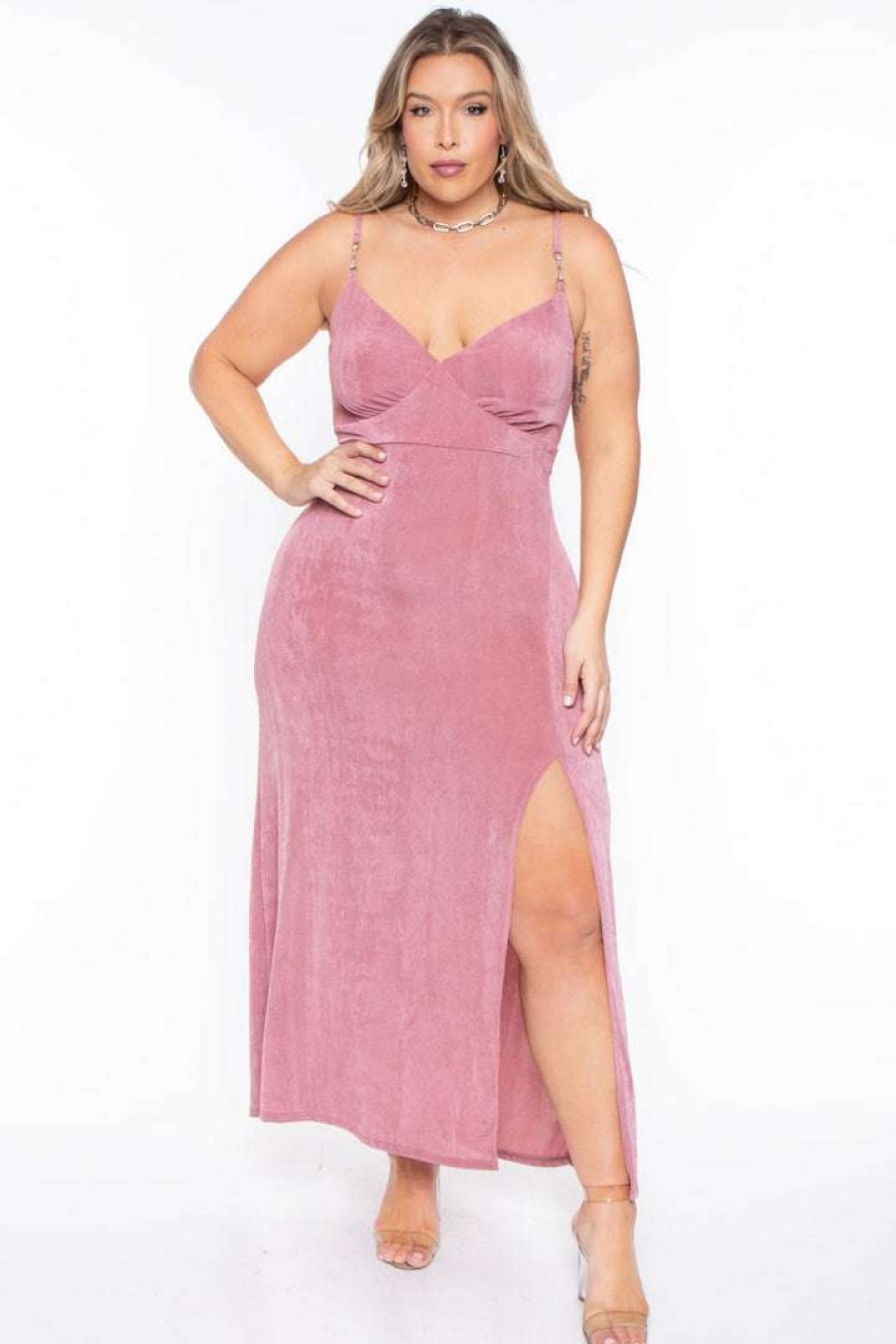 Dresses * | Curvy Sense Plus Size Celine Bling Dress Mauve