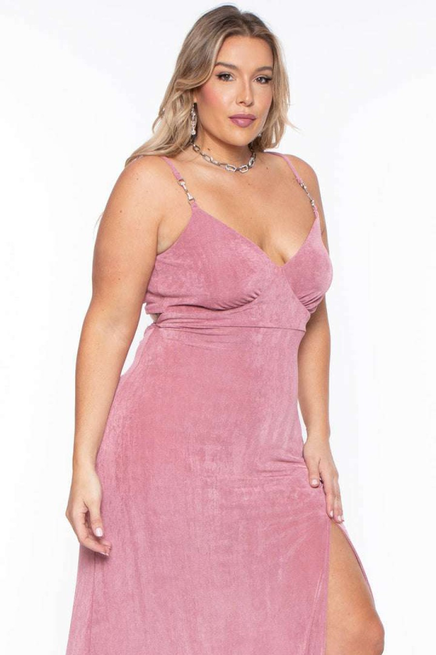 Dresses * | Curvy Sense Plus Size Celine Bling Dress Mauve