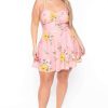 Dresses * | Curvy Sense Plus Size Blossom Floral Dress Pink