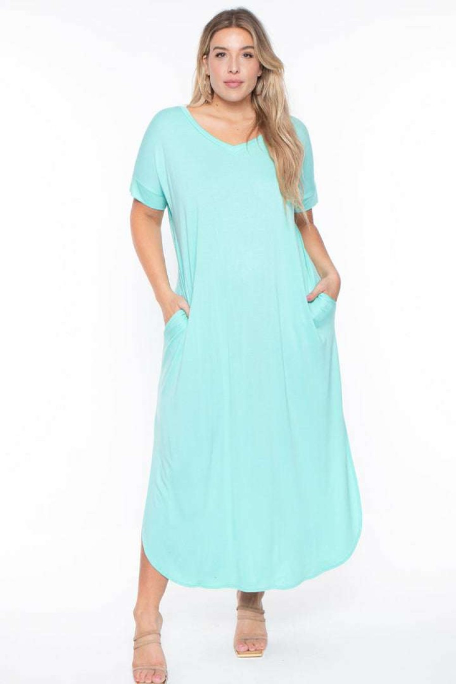 Dresses * | Zenana Plus Size Maxi T-Shirt Dress Dresses Mint