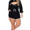 Sets * | Curvy Sense Plus Size Emma 2 Piece Romper Set New Arrivals Black