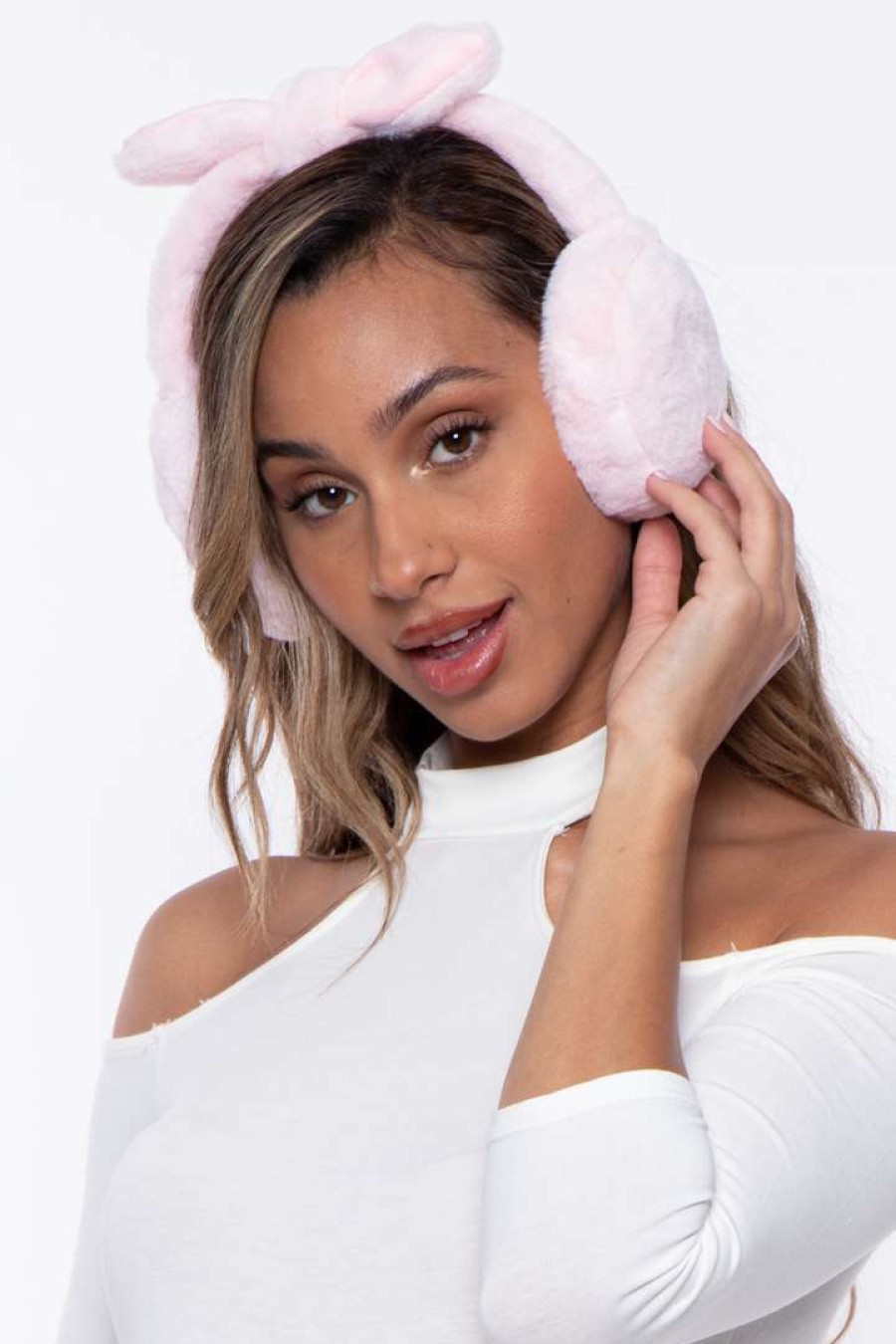 Accessories * | Illuma Fashion Bow Faux Fur Ear Muffs Accessories Pink