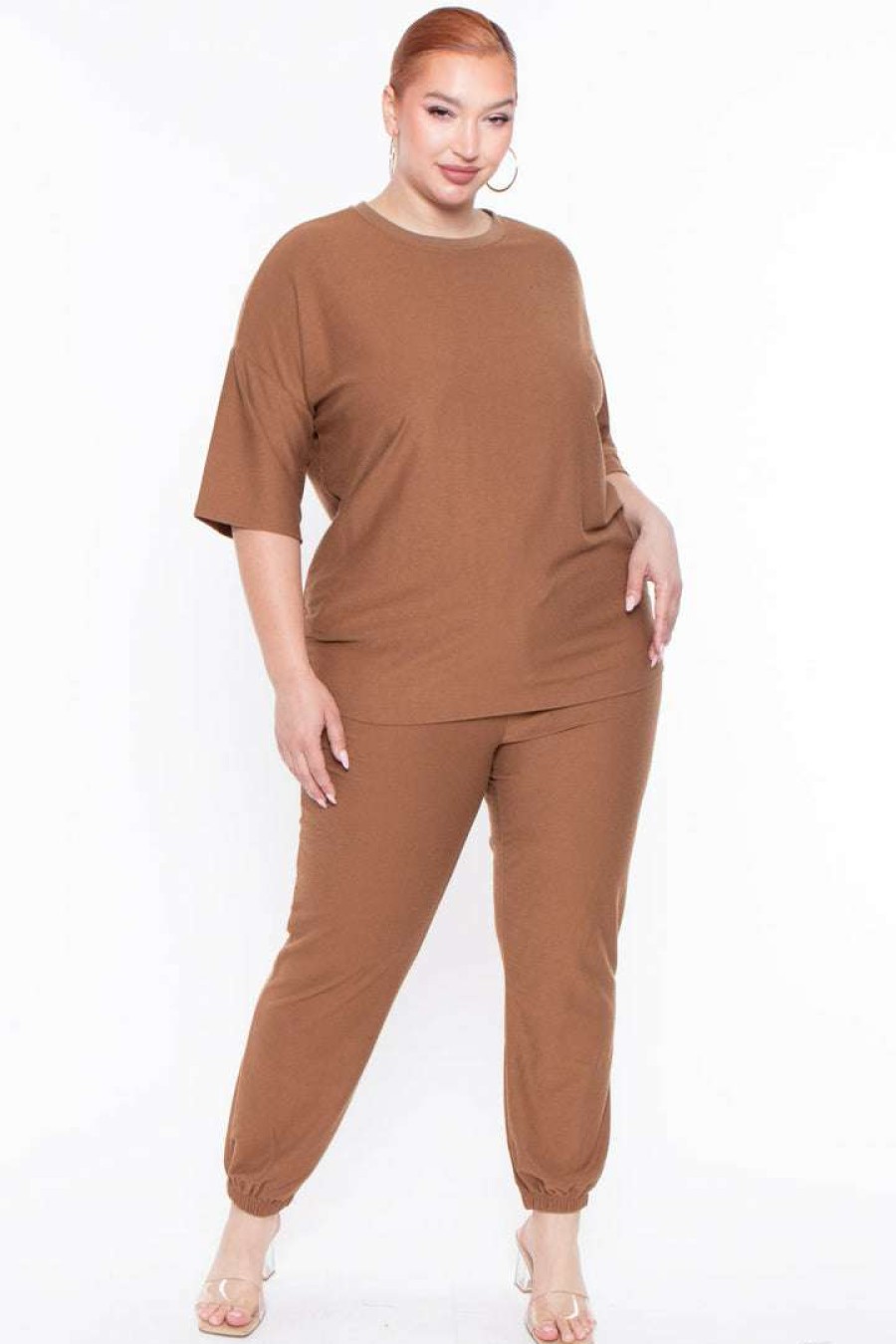 Sets * | Zenana Plus Size Dee Lounge Set Camel