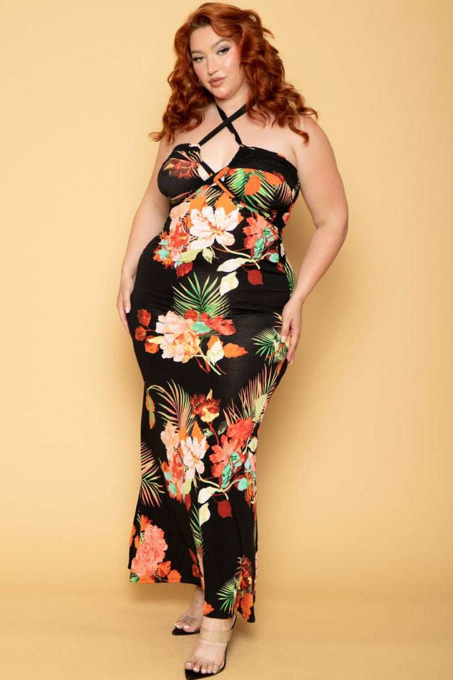 Dresses * | Gibiu Plus Size Blair Halter Maxi Dress New Arrivals Black