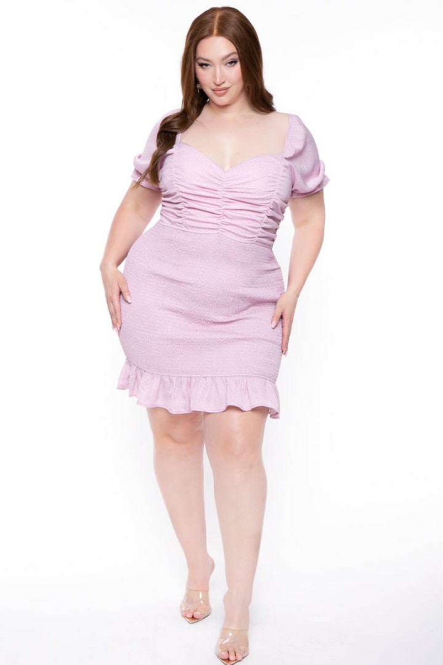 Dresses * | Haute Monde Plus Size Kara Ruched Bodycon Dress Dresses Pink