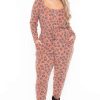 Jumpsuits * | Curvy Sense Plus Size Amber Animal Print Jumpsuit Party Jumpsuilts Rust