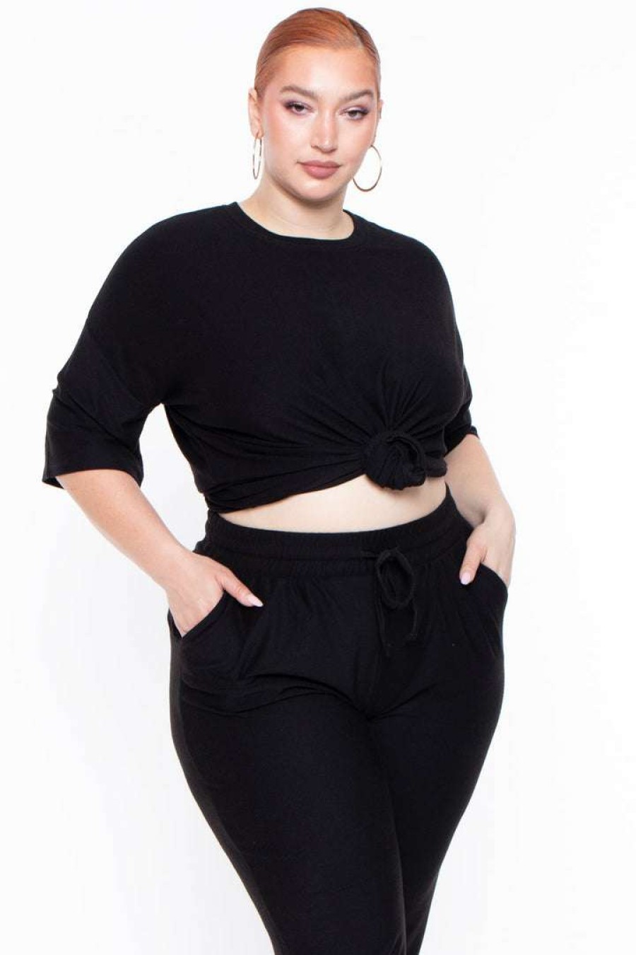 Sets * | Zenana Plus Size Dee Lounge Set Sets Black