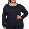 Sets * | Curvy Sense Plus Size Essential Sweatshirt Pullover Black