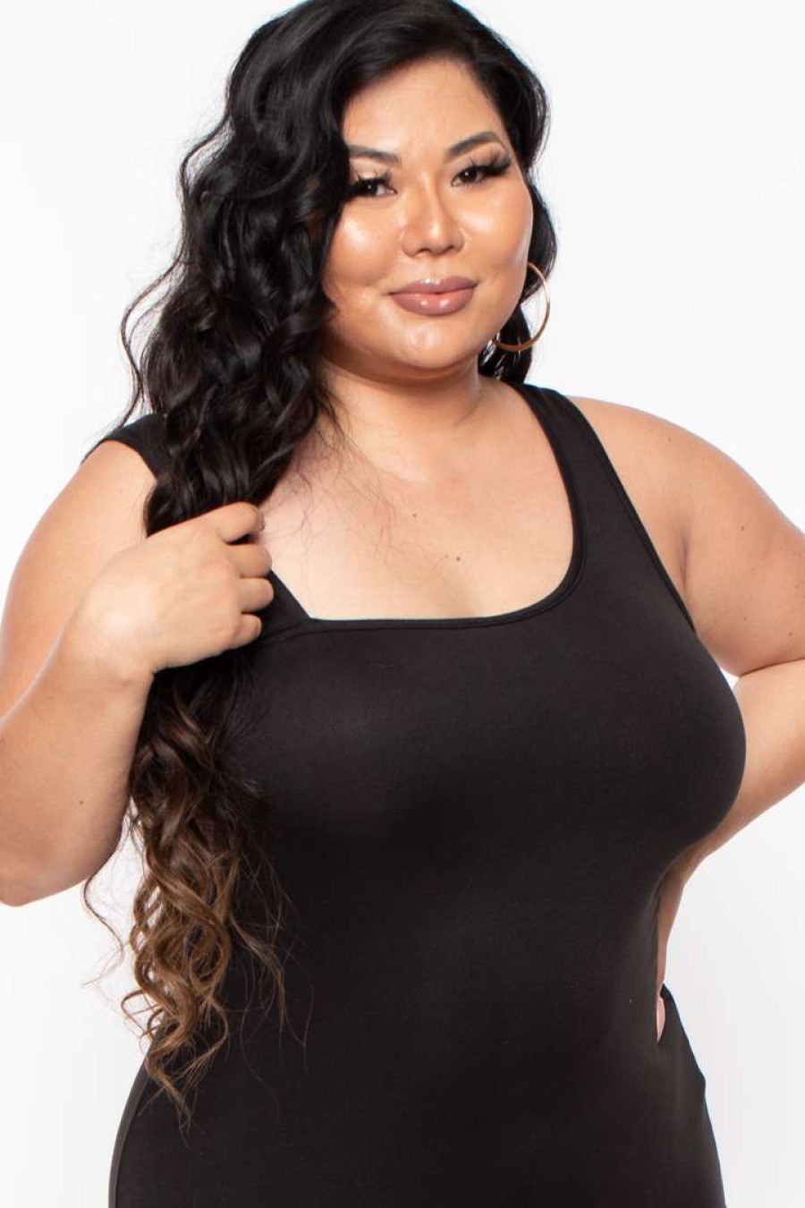 Dresses * | Curvy Sense Plus Size Romina Tank Bodycon Dress Black