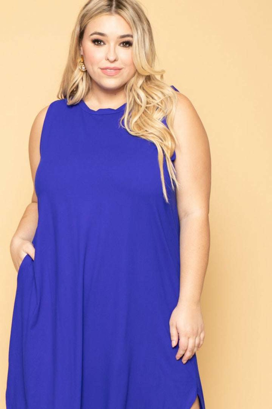 Dresses * | Zenana Plus Size Tank Maxi T-Shirt Dress New Arrivals Royal Blue