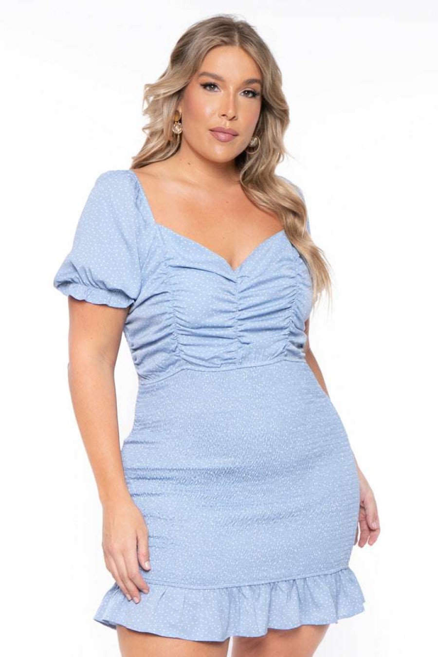 Dresses * | Haute Monde Plus Size Kara Ruched Bodycon Dress Blue