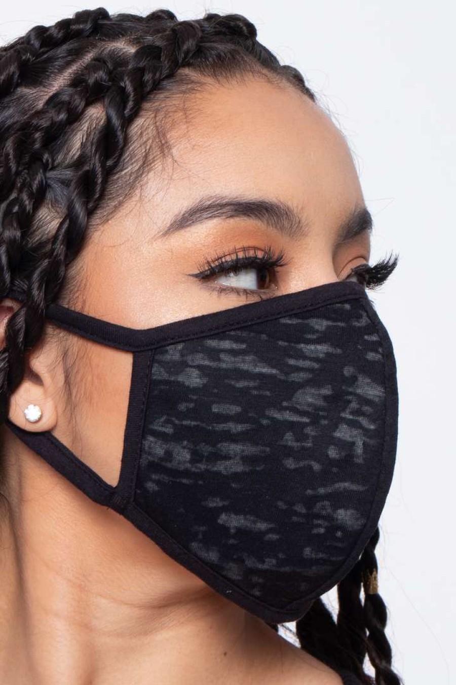 Accessories * | Curvy Sense Washable & Reusable Burnout Face Mask Face Masks Black