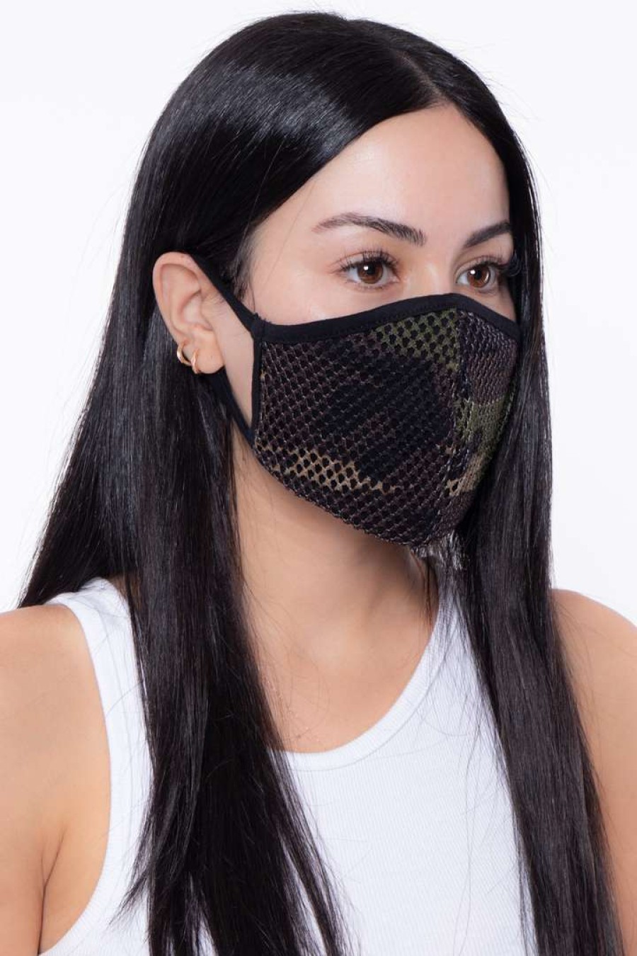 Accessories * | Curvy Sense Washable 3-Layer Fishnet Mesh Face Mask Face Masks