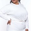 Sets * | Curvy Sense Essential Mix Plus Size Essential Cropped Pullover Sweatshirt Ivory