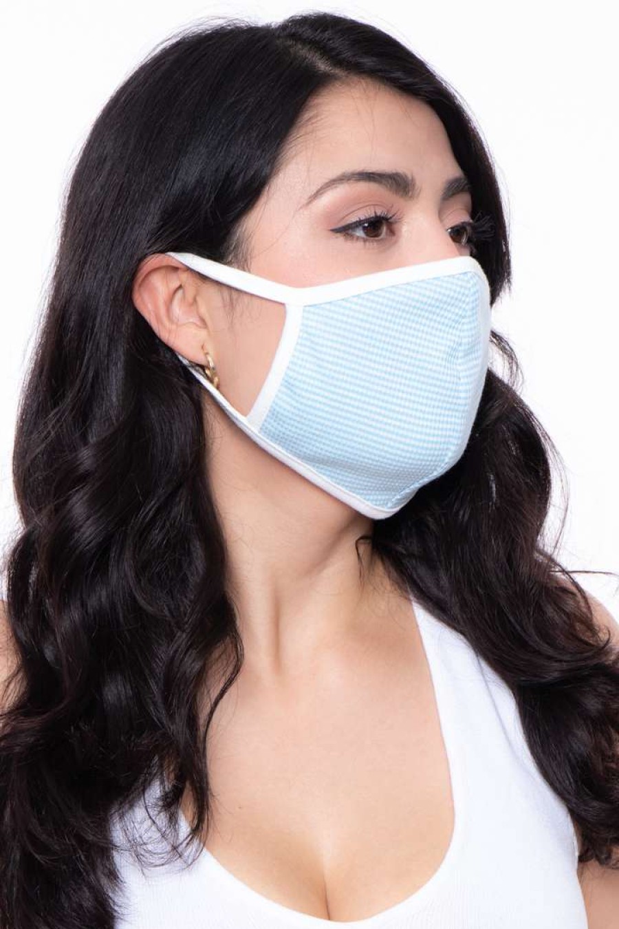 Accessories * | Curvy Sense Face Masks Washable & Reusable Face Mask Stripes Aqua Stripes