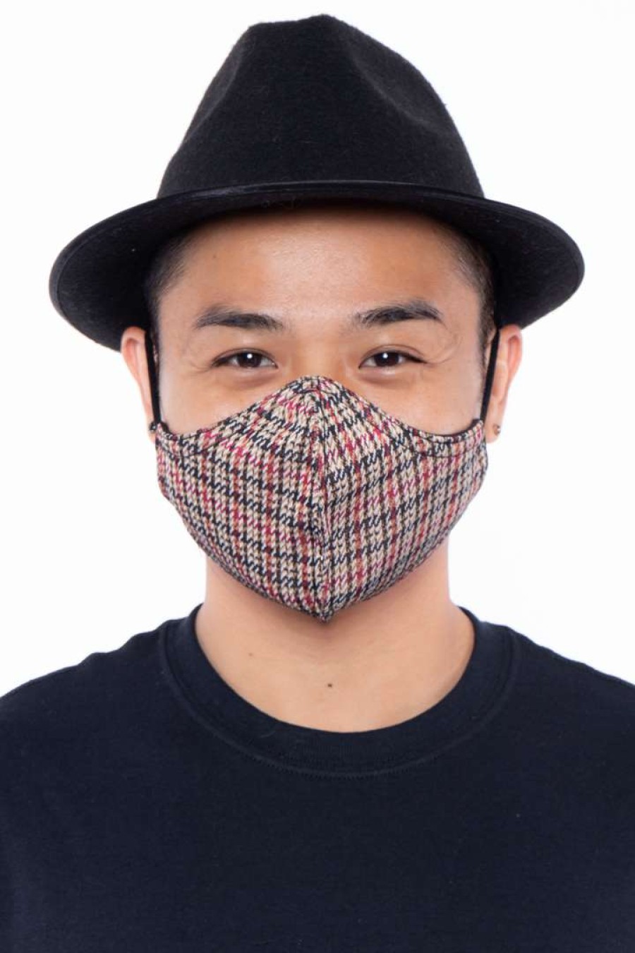 Accessories * | Curvy Sense Washable Fitted & Adjustable Woven Face Mask Face Masks Gingham Red