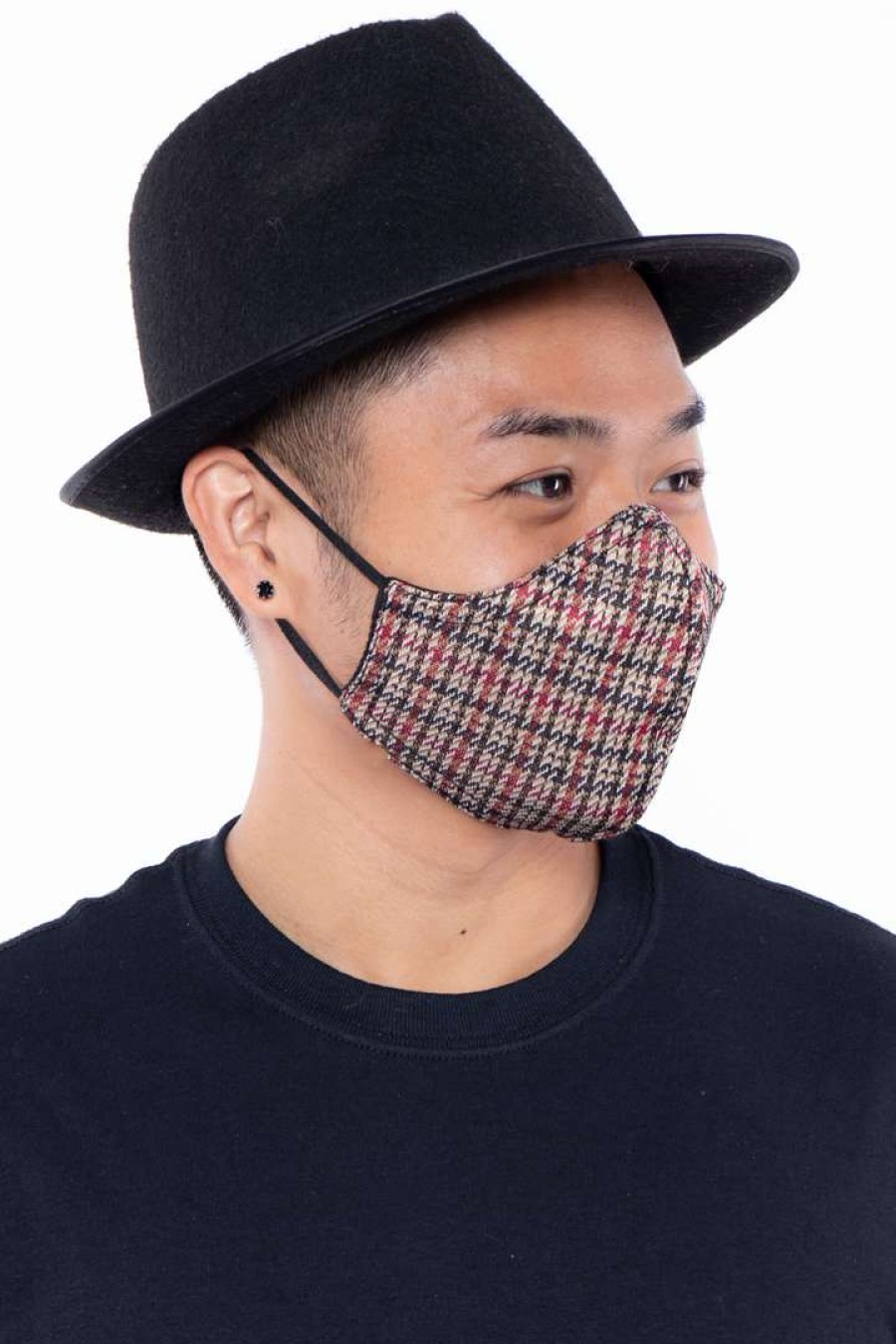 Accessories * | Curvy Sense Washable Fitted & Adjustable Woven Face Mask Face Masks Gingham Red