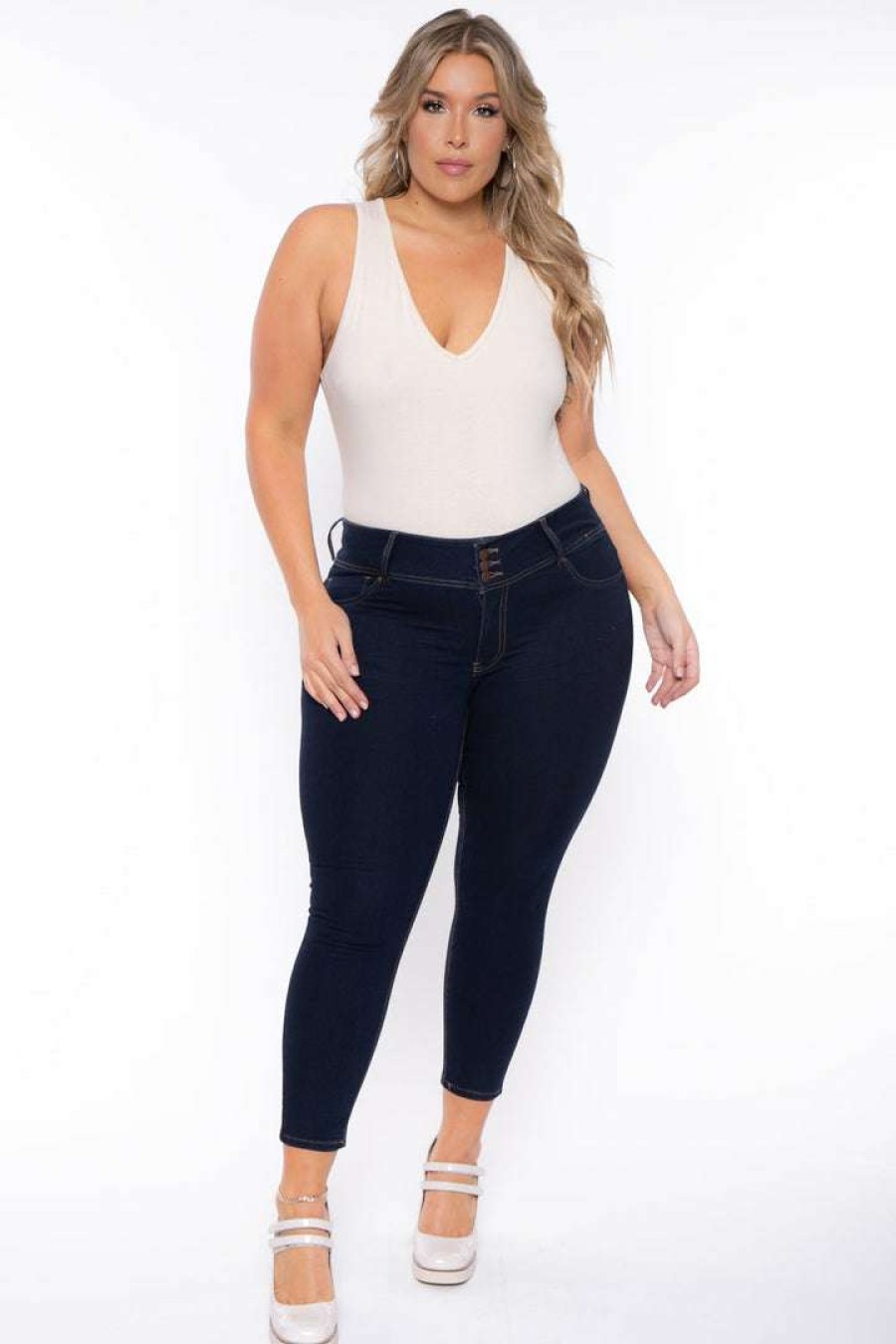 Tops * | Ambiance Tops Plus Size V-Neck Bodysuit Nude