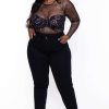 Tops * | Curvy Sense Bodysuits Plus Size Celia Glitter Bodysuit Black