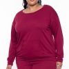 Sets * | Curvy Sense Plus Size Essential Sweatshirt Pullover Burgundy