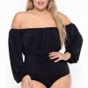 Tops * | Curvy Sense Plus Size Kalia Bodysuit Back In Stock Black