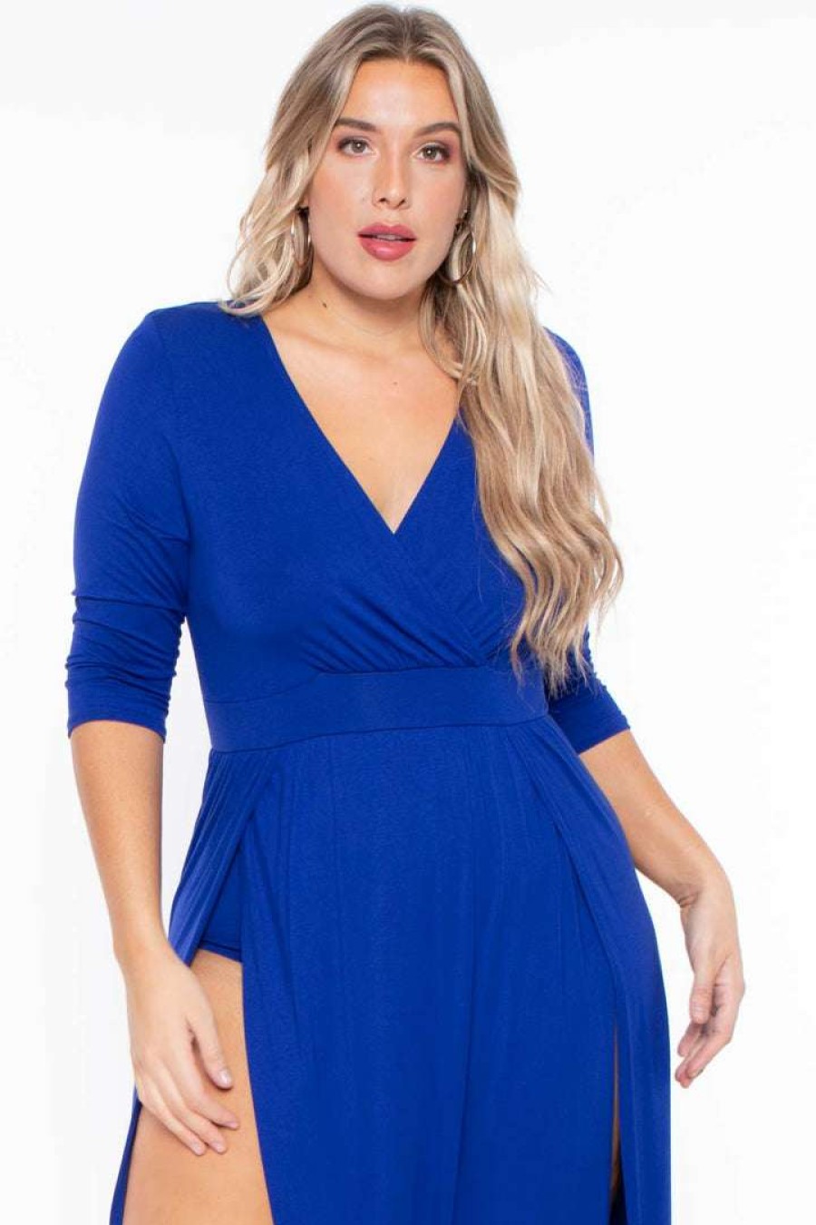 Dresses * | Bluebell Dresses Plus Size Aria M-Slit Maxi Dress Royal Blue