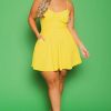 Dresses * | Curvy Sense Plus Size Blossom Flare Dress Yellow