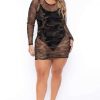 Dresses * | Curvy Sense Plus Size Cadence Mesh Bodycon Dress New Arrivals Camo