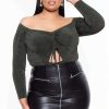 Tops * | Curvy Sense Plus Size Miyuki Slinky Bodysuit Olive