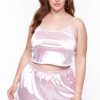 Sets * | Curvy Sense Plus Size Amirah Satin Slip Set Pink