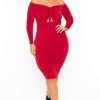 Dresses * | Curvy Sense Party Shop Plus Size Aveline Ruched Dress Red