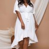 Dresses * | Bluebell Plus Size Tati Surplice Ruffle Dress New Arrivals White