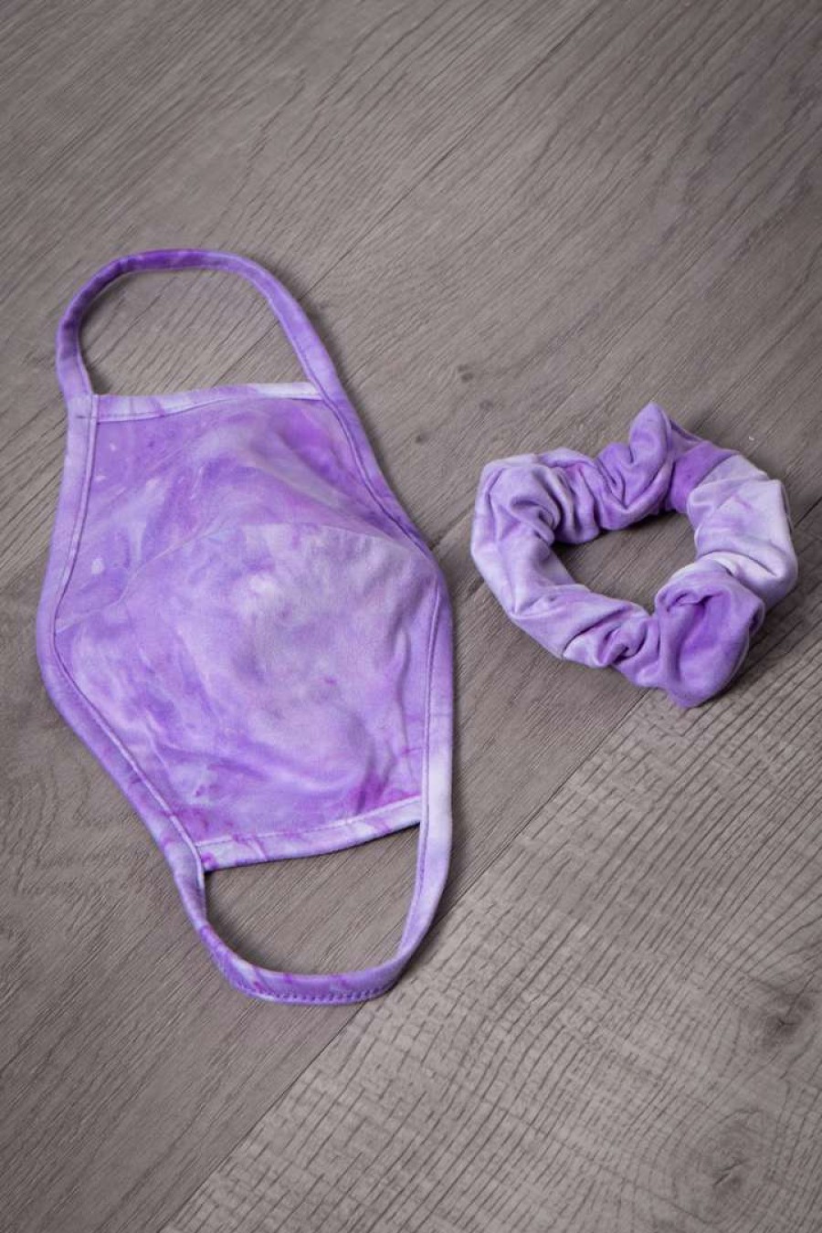 Sets * | Curvy Sense Matching Sets Washable Face Mask & Scrunchie Set Printed Lavender