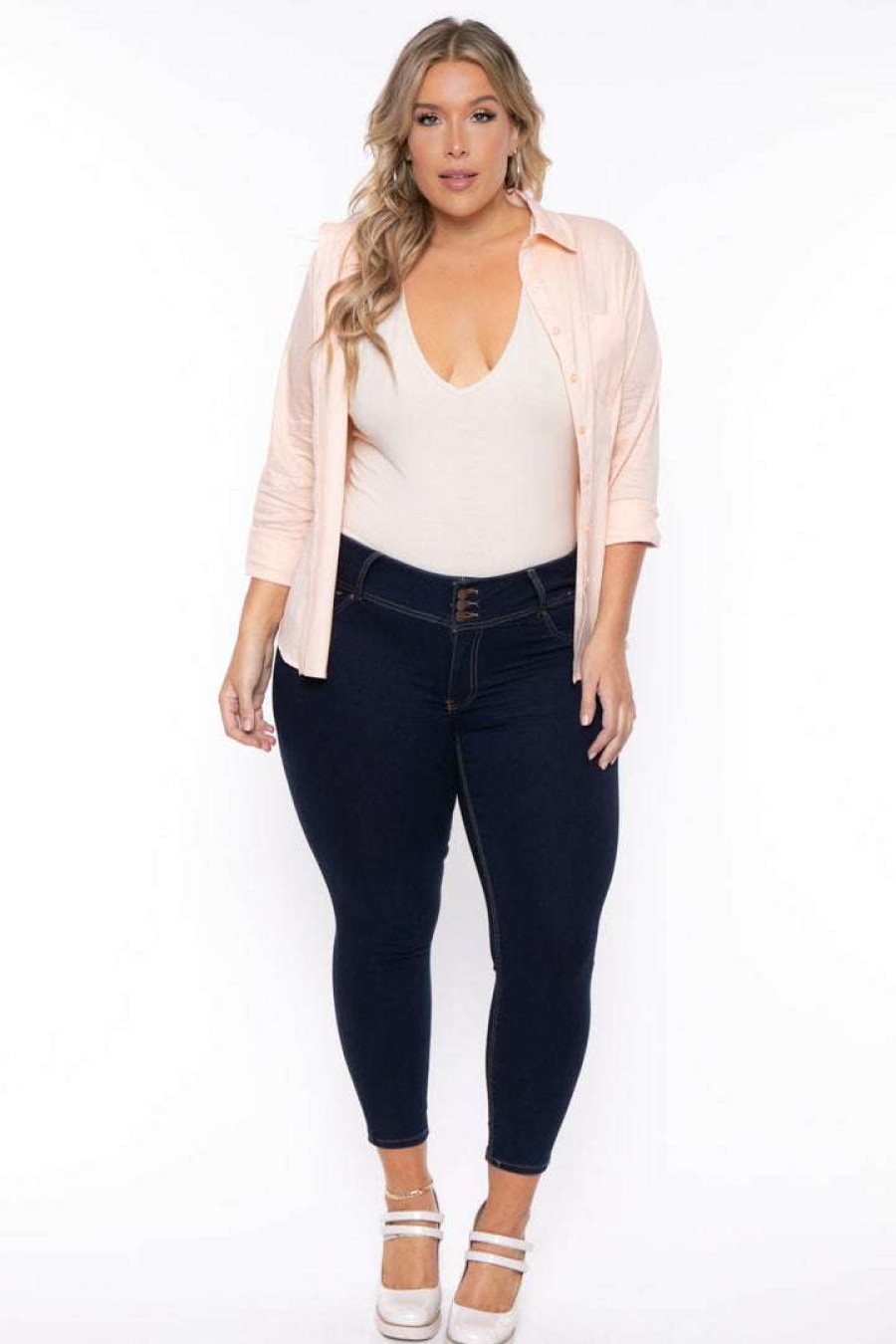 Tops * | Sky Plus Plus Size Boss Babe Top Peach